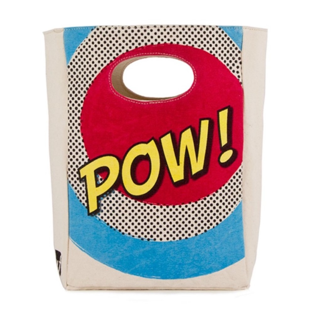 Fluf POW! Cotton Canvas Lunch Bag Box Tote Pop Art Retro Superhero Graphic Y2K
